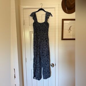 Blue Paisley Wide-Leg Jumpsuit